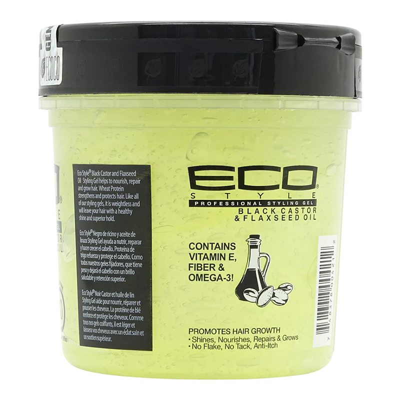 Eco Style Professional Styling Gel Black Castor & Flaxseed Oil 473ml