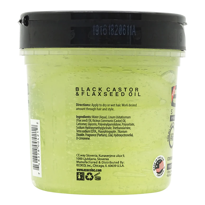 Eco Style Professional Styling Gel Black Castor & Flaxseed Oil 473ml